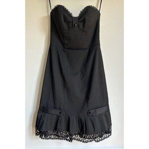 Vintage Betsey Johnson 90s 00s  Black strapless bustier dress sz 2 Lace
